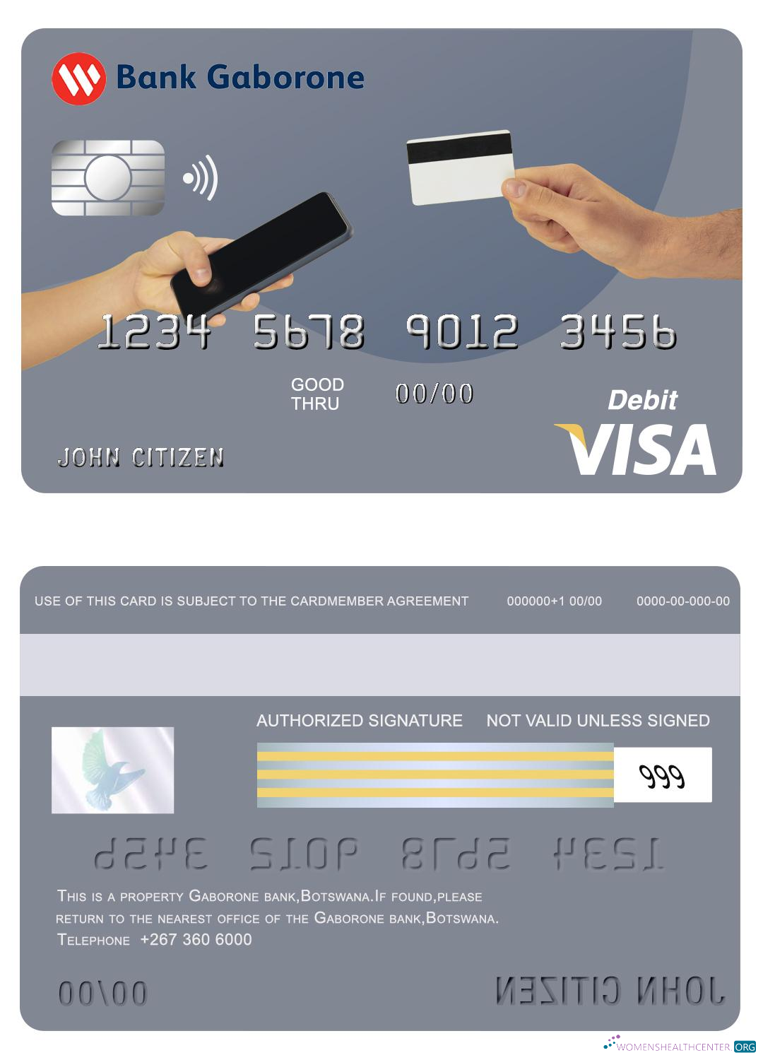 Download Botswana Bank Gaborone visa card Photoshop template